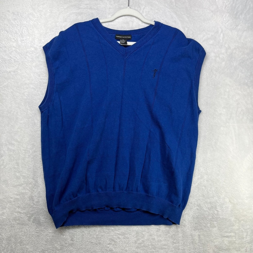 Fairway‎ Outfitters Sweater Vest Men's Royal Blue Sleeveless V-Neck Golf - 2XL